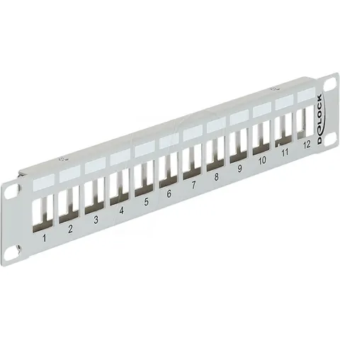Premium 10'' Patch Panel voor 12 Keystone modules / grijs – afbeelding 1