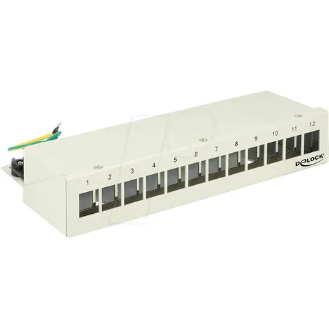 DELOCK 43335 - Keystone patch panel, 12 port, desktop, gray – image 1