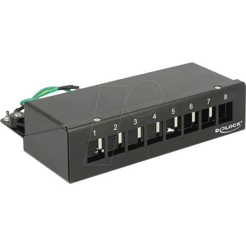 DELOCK 43338 - Keystone patch panel, 8 port, desktop, black – image 1