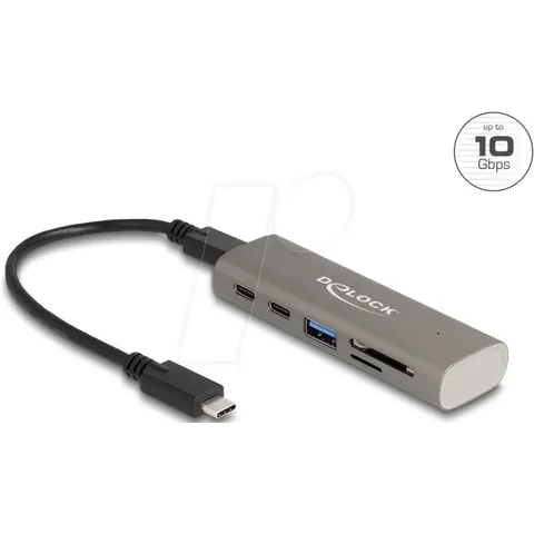 DELOCK 64236 - 3 Port USB Hub incl. SD/Micro SD Card Reader – image 1