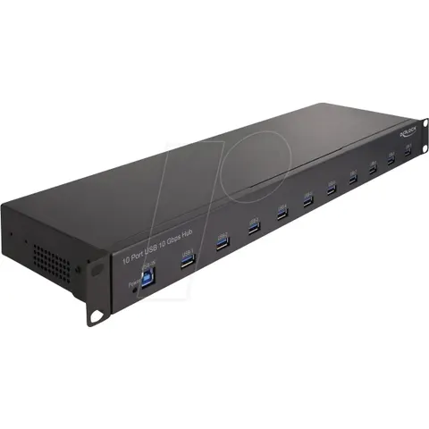 Delock 19″ Industry Hub 10 x USB 10 Gbps Type-A – afbeelding 1