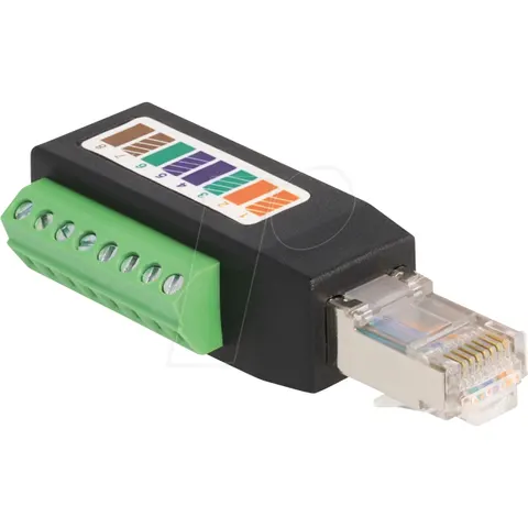 Delock RJ45 plug Cat.5e to Terminal Block Adapter 90° angled – afbeelding 1