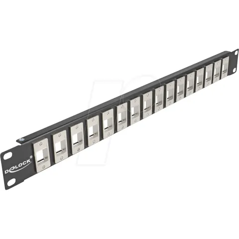 "DELOCK 66758 - 19"" keystone patch panel, 16 port, 1 U, black" – image 1