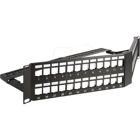 "DELOCK 66977 - 19"" Keystone Patch Panel, 48 Port, 2 U, angled, black" – image 1