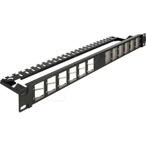DELOCK 67042 - 19? Keystone patch panel, 24 port, black – image 1