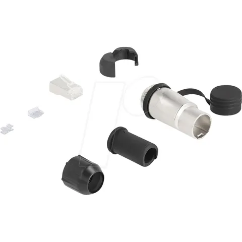 RJ45 Modular Plug for self-assembly Cat.6A with robust cable plug housing and protective cap suitable for the Delock feed-through couplers 67061 and 67062 – afbeelding 1