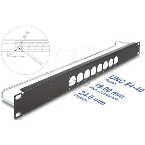 DELOCK 67060 - 19? D-type patch panel 8 port 1 U black – image 1