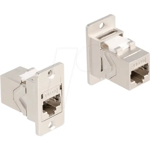 Delock Panel Mount RJ45 Keystone Module coupler jack to jack Cat.6A metal conical – afbeelding 1