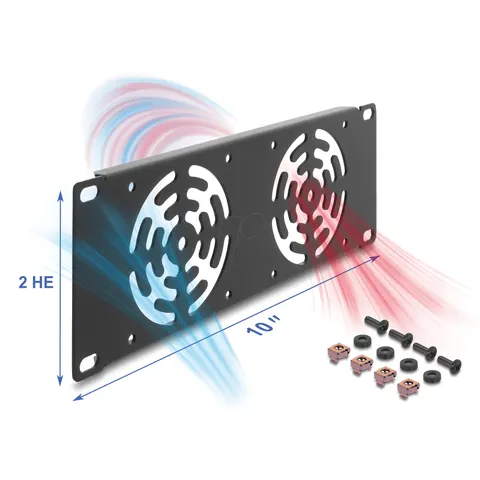 "DELOCK 67432 - 10"" rack panel, 2 U, for 2 fans, dark gray" – image 1