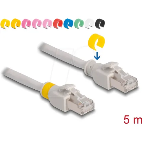 Delock Network cable RJ45 Cat.6A S/FTP with colored clips 5 m – afbeelding 1