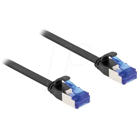 Delock RJ45 Flat Patch Cable plug to plug Cat.6A flexible 0.5 m black – afbeelding 1