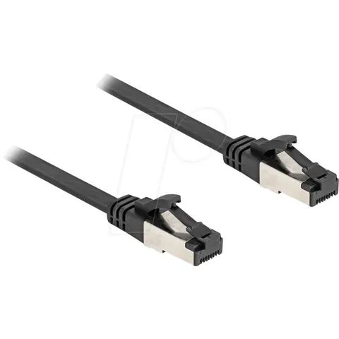 Delock RJ45 Flat Patch Cable plug to plug Cat.8.1 flexible 0.25 m black – afbeelding 1