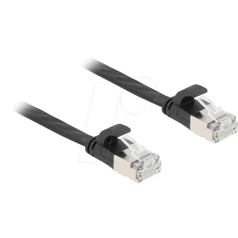 Delock RJ45 Flat Patch Cable plug to plug Cat.6A 1.5 m black – afbeelding 1