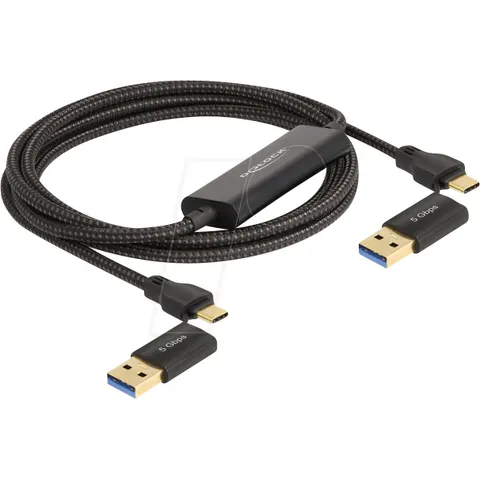 Delock USB Type-C™ 5 Gbps Data Link Cable + KM Switch 2 m – afbeelding 1
