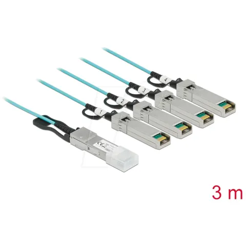 Delock Active Optical Cable QSFP+ to 4 x SFP+ 3 m – afbeelding 1
