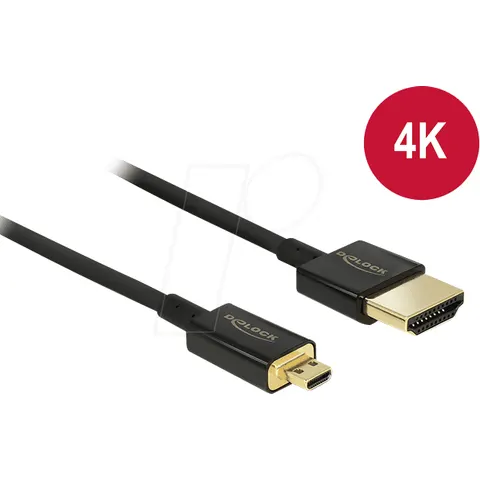 DELOCK Kabel HDMI-A > Micro-D 3D 4K 2 m – Schwarz – Bild 1