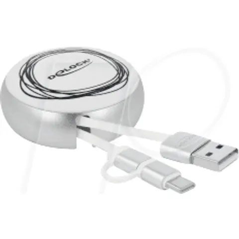 DELOCK 85821 - USB 2.0 Retractable Cable Type-A to Micro-B and USB-C™ – image 1