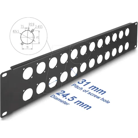"DELOCK 88055 - 19"" D-type patch panel, 24 port, 2 U, black" – image 1