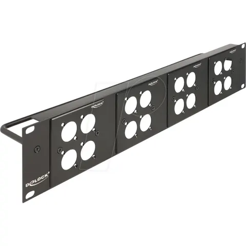 "DELOCK 88195 - 19"" D-type patch panel, 4x4 ports 2 U black" – image 1