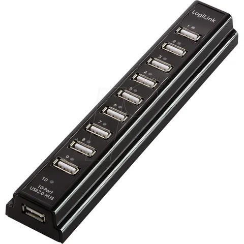 LogiLink UA0096 interface hub USB 2.0 480 Mbit/s Black – image 1