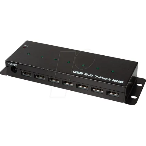 LogiLink UA0318 interface hub USB 2.0 5000 Mbit/s Black – image 1