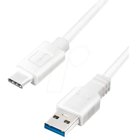 LogiLink USB 3.2 Kabel, USB-A - USB-C Stecker, 2,0 m, weiß – Bild 1
