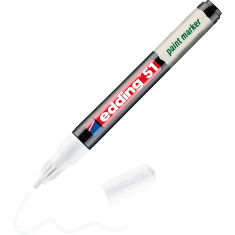Paintmarker edding 51 EcoLine op waterbasis 1-2mm wit – afbeelding 1