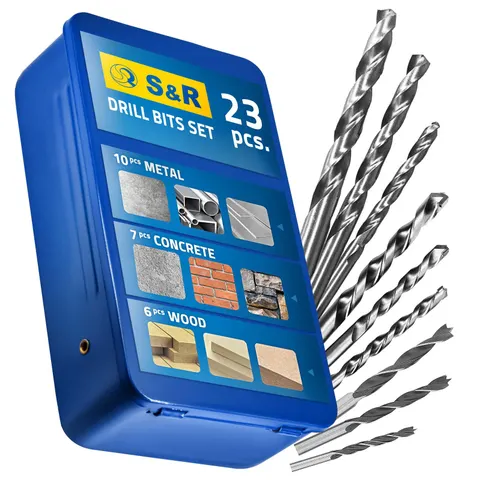 S&R Bohrer-Set HSS M2 Stahl 23-teilig – schwarz – Bild 1