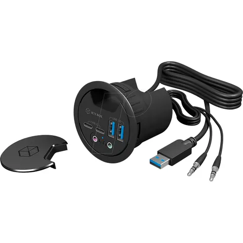 ICY BOX IB-HUB1403B Steckdose Anthrazit – Bild 1
