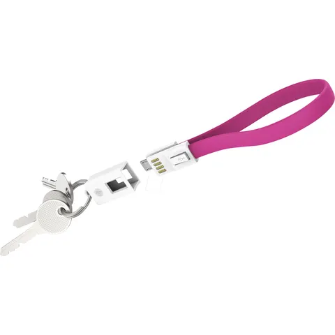 XLAYER 214002 - Sync & charge key fob, Micro B, 0.2 m, pink – image 1