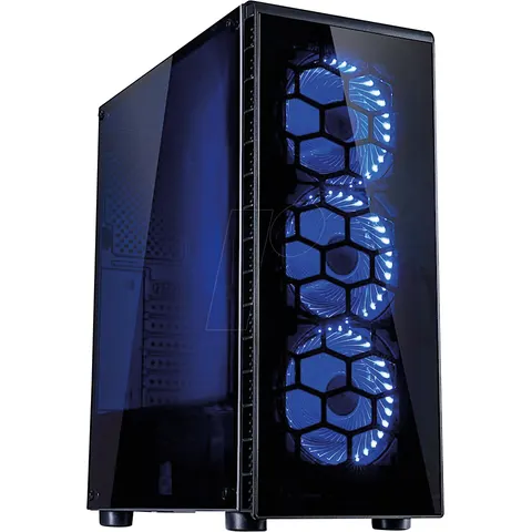 Inter-Tech CXC2 Blue Light | Midi Tower Case | Zwart – afbeelding 1