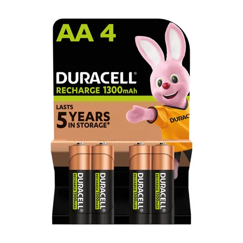 Batterij oplaadbaar Duracell 4x AA 1300mAh Plus – afbeelding 1