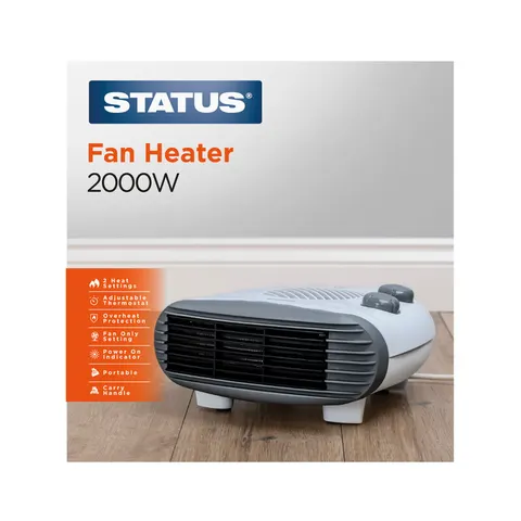 Status 2000W Portable Flat Fan Heater White – image 1