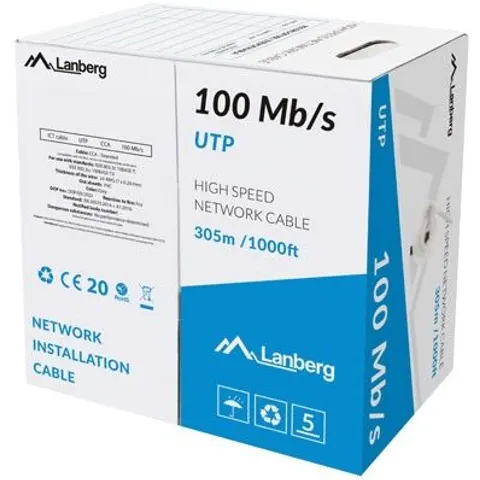 Bobina Cable Red CAT5E UTP Flexible CCA (305 mts) - LANBERG – imagen 1