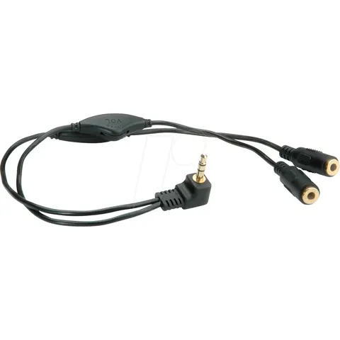 ROLINE 11094439 - Loudspeaker Y-cable, 3.5mm plug/2x sockets, with volume control – image 1