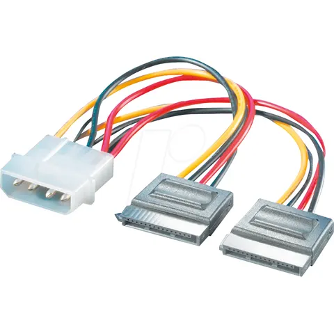 ROLINE Y-Adapterkabel 4 pol. HDD / 2x SATA – afbeelding 1