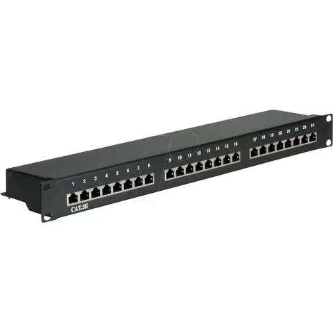 "VALUE 26990328 - 19"" patch panel, 1 U, 24-port, Cat. 5e, black" – image 1