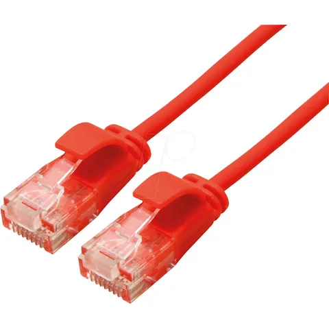 ROLINE UTP DataCenter Patchkabel Kat.6A (Class EA), LSOH, slim, rot, 0,3 m – Bild 1