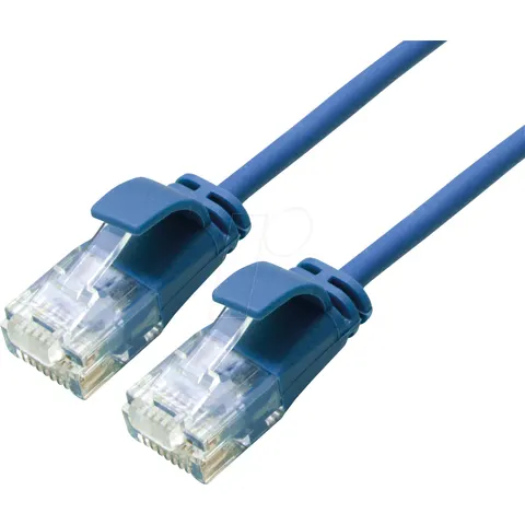 ROLINE UTP DataCenter Patchkabel Kat.6A (Class EA), LSOH, slim, blau, 0,15 m – Bild 1