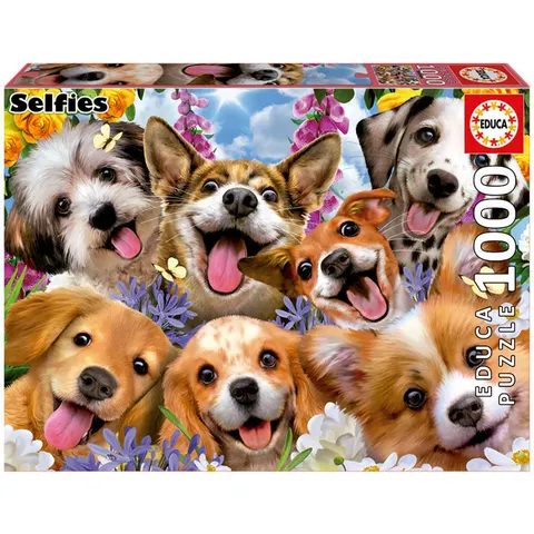 Puzzel- Educa Doggy selfie 1000 stukjes – afbeelding 1