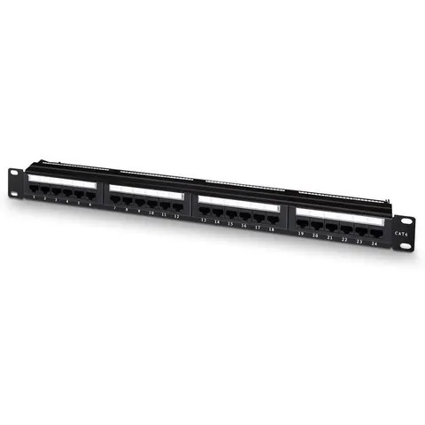Patch Panel Cat.6 UTP 24 Puertos para Rack19 (Negro) - Nanocable – imagen 1