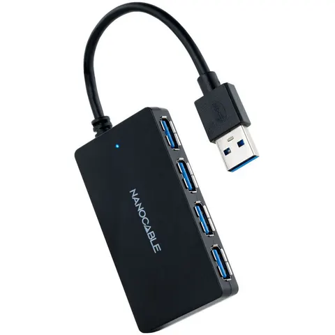 HUB USB 3.0 4 Puertos USB-A (Negro) - Nanocable – imagen 1