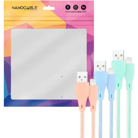 3 Cables Lightning Macho - USB A Macho (1 metro) - NANOCABLE – 10100401CO1 – imagen 1