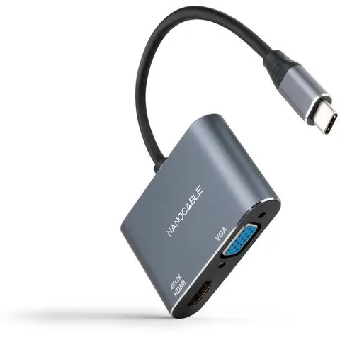 Nanocable Conversor USB-C a HDMI/VGA 15 cm, Gris – imagen 1