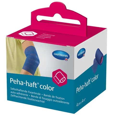 Peha-haft Color Fixierbinde latexf. 4 cm x 4 m blau – Bild 1