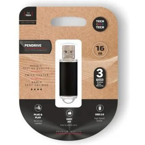 Pendrive 16GB Tech One Tech Basic USB 2.0 - Negro – imagen 1