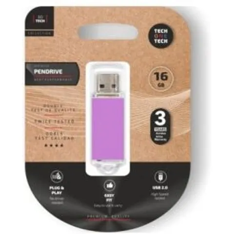 Pendrive 16GB Tech One Tech Basic USB 2.0 - Purpura Claro – imagen 1