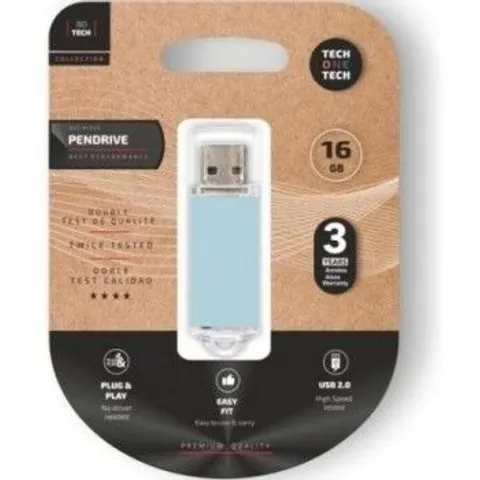 Pendrive 16GB Tech One Tech Basic USB 2.0 - Azul Cielo – imagen 1