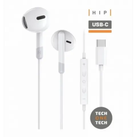 Auriculares Intrauditivos Tech One Tech ear con Micrófono - USB Tipo-C - Blancos – imagen 1