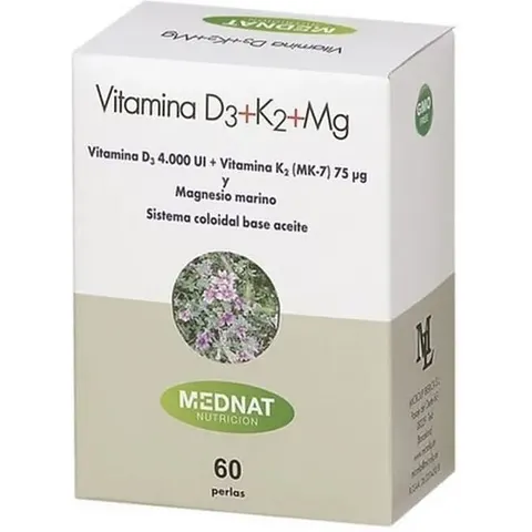 Mednat vitamina d3+k2+mg 60perlas. – imagen 1